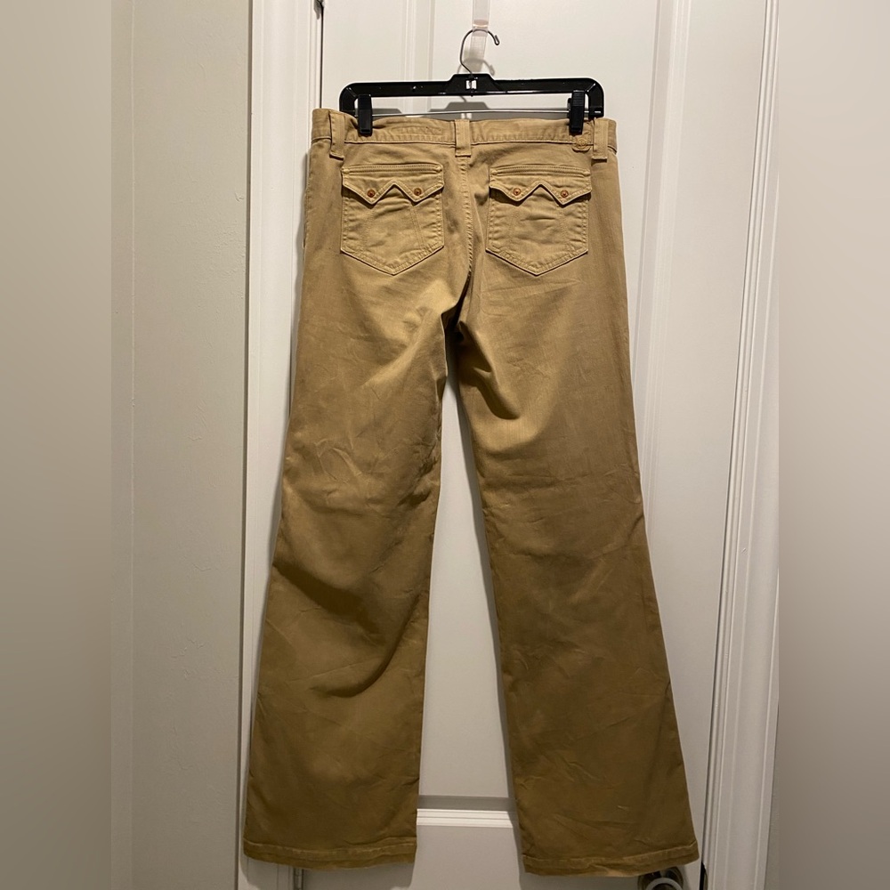 AG ADRIANO GOLDSCHMIED The Joy Boot Cut Khaki Tan Pants SZ 31 Cotton/ Lycra Y2K!